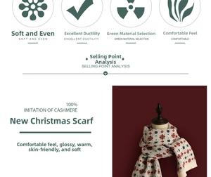 Detail of Christmas knitted scarf made of 100% soft imitation cashmere fabric