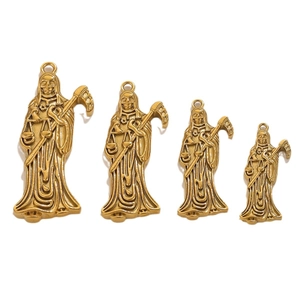 18K gold plated stainless steel grim reaper pendant set in four different sizes