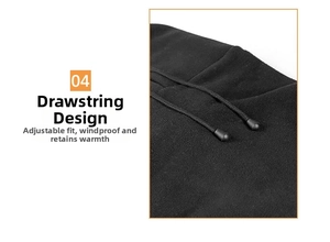 Detail of adjustable drawstring on black fleece balaclava for windproof warmth