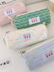 Set de 4 estuches de punto de gran capacidad en colores pastel con cierre de cremallera