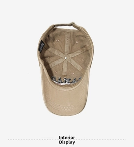 Detail showing the internal construction and 100% cotton sweatband of the khaki cap