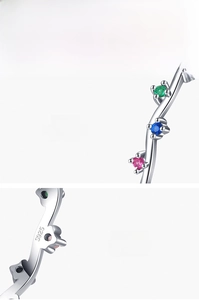 Macro shot of S925 sterling silver ring featuring colorful 5A cubic zirconia stones