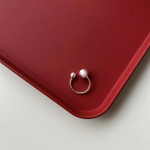 Minimalist 925 sterling silver brushed open ring with asymmetrical beads design