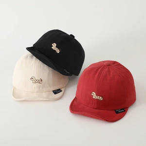 Cartoon dog embroidery soft brim cotton baseball caps for toddlers in three colors