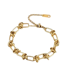 Pulsera de cadena de acero de titanio chapado en oro de 18K de estilo moderno