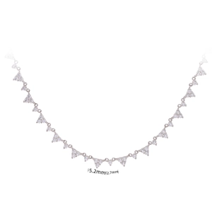 Detail view of S925 sterling silver necklace with 5.2mm zircon triangle elements