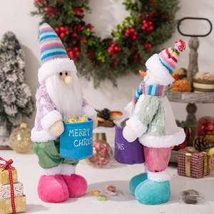 Cute Christmas plush gnome and snowman dolls with rainbow hats for festive holiday decor