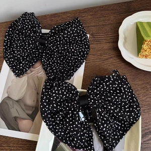 Pince à cheveux nœud papillon vintage à pois pour femme dans un style rétro français