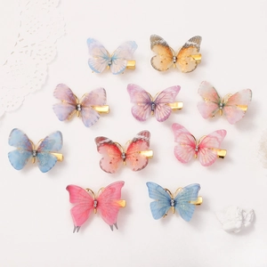 Farbenfrohe Haarklammern aus Tüll mit Schmetterlingsmotiv und Glitzer für Mädchen