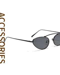 Detail view of black cat-eye sunglasses 9520 showing metallic frame and CE marking