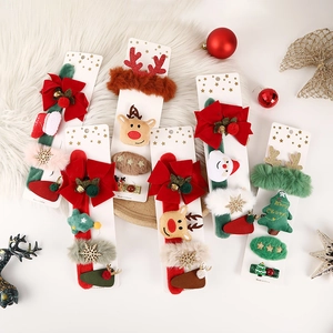 Christmas Plush Reindeer Santa Claus Snap Bracelet And Hair Clip Collection Festive Party Decoration Gift For Kids Adults