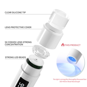 Handheld UV nail lamp with digital screen, 305+405nm LED and 5x magnifying lens for gel