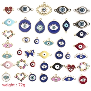 Lot de 40 breloques oeil maléfique en formes de coeur et fleur pour bijoux DIY