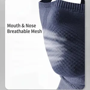 Dark blue neck gaiter with breathable mesh panel for cycling and outdoor sports