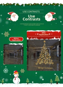 Detailed view of golden snowflake Christmas tree stickers and Merry Christmas lettering