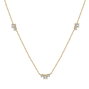 Collier minimaliste en argent S925 avec trois unités de diamants ronds étincelants sertis