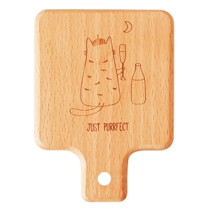 Square wooden beer bottle opener with magnetic back and engraved Just Purrfect text