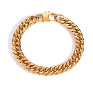 Men's hip-hop gold stainless steel Cuban link bracelet with durable lobster clasp