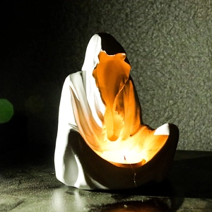 Porte-bougie de sorcier fantôme en cape blanche pour Halloween et décoration gothique