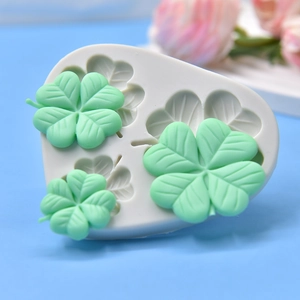Three-size clover leaf silicone mold for DIY crafts with detailed vein texture
