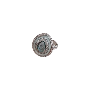 Bague goutte vintage avec nacre turquoise et anneau à texture câblée