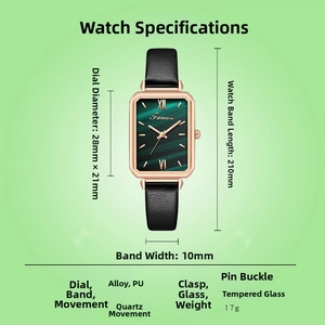 Macro shot of 28mm vintage green quartz watch with malachite texture and Roman numerals