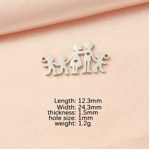 Detailed view of silver family charm dimensions for DIY jewelry making accessories