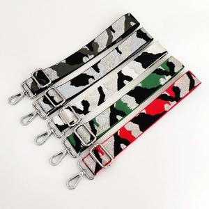 Adjustable camouflage pattern nylon replacement shoulder straps with silver metal hooks