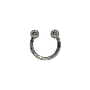 Polished silver stainless steel horseshoe circular barbell with round ball ends piercing
