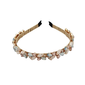 Elegant gold headband with colorful crystals and rhinestones for parties and travel