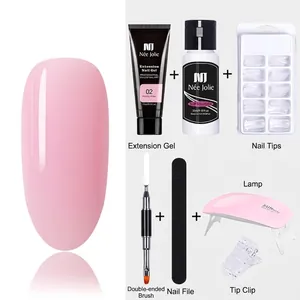 Professional Nee Jolie solid nail extension kit with mini UV lamp and pearl pink gel