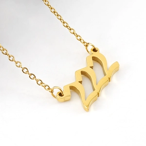 18K gold plated stainless steel necklace featuring a gothic number 222 lucky pendant