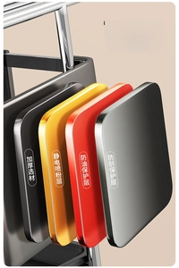 Exploded view of kitchen knife rack showing multi-layer sandblasted anti-corrosion coating