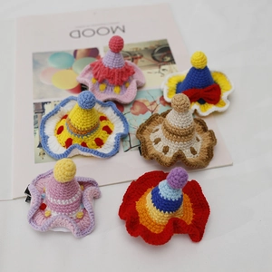 Crocheted Yarn Mini Hat Hair Clips Handmade Tiny Party Hat Hairpins Christmas Halloween Accessories For Women Girls