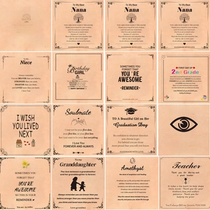 Set of customizable English message cards for pink zebra stone heart bracelet gifts