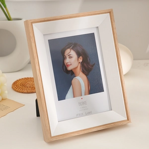 Nordic Style Mdf Wood Grain Picture Frame With White Beveled Mat For Desktop Display And Wall Mounting Home Decor