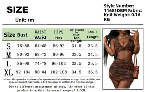 Guide des tailles pour ensemble haut dos nu et jupe moulante en tissu de maille doux