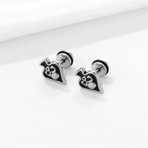 Boucles d'oreilles punk en forme de pique avec motifs tête de mort, argent vintage