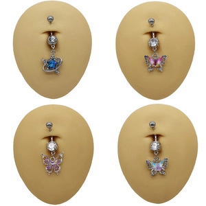 Piercings de nombril en acier chirurgical avec motifs papillon et étoile brillants