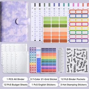 A6 Budget Binder Crocodile Pattern PU Leather Macaron Finance Organizer With Zipper Envelopes Sheets Stickers