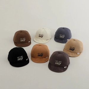 Collection of multi-color cotton baby soft brim caps with letter embroidery for infants