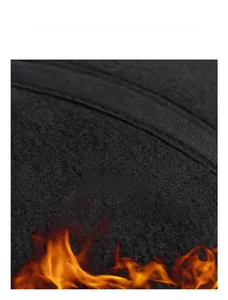 Detailed macro view of the thick black thermal fleece lining for winter baseball caps
