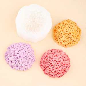 Flower Ball Silicone Mold Marigold Rose 3D Floral Shape For Candle Soap Making Fondant Chocolate DIY Craft