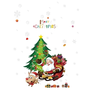 Christmas Santa Sleigh and Reindeer Static Window Stickers for Holiday Decor