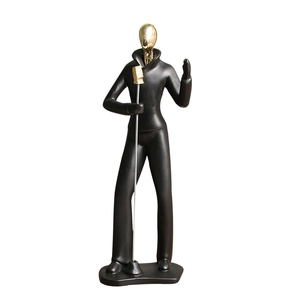 Figurine de chanteur noire et dorée créative pour décoration moderne de bureau et étagère