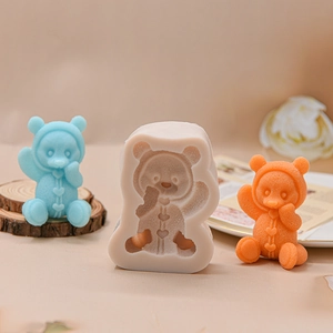 3D teddy bear silicone mold for heart sweater bears, DIY fondant and soap baking tool