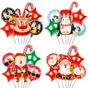 Christmas foil balloon set featuring reindeer penguin Santa and festive party decorations