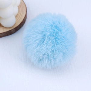 8cm light blue faux rabbit fur pompom accessory for DIY shoes and hats decoration