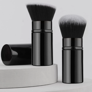 Large Retractable Makeup Brush Portable Synthetic Fiber Foundation Powder Blush Brush With Aluminum Tube And Cap
