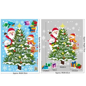 Detailed dimension guide for Christmas Santa and snowman window static cling stickers